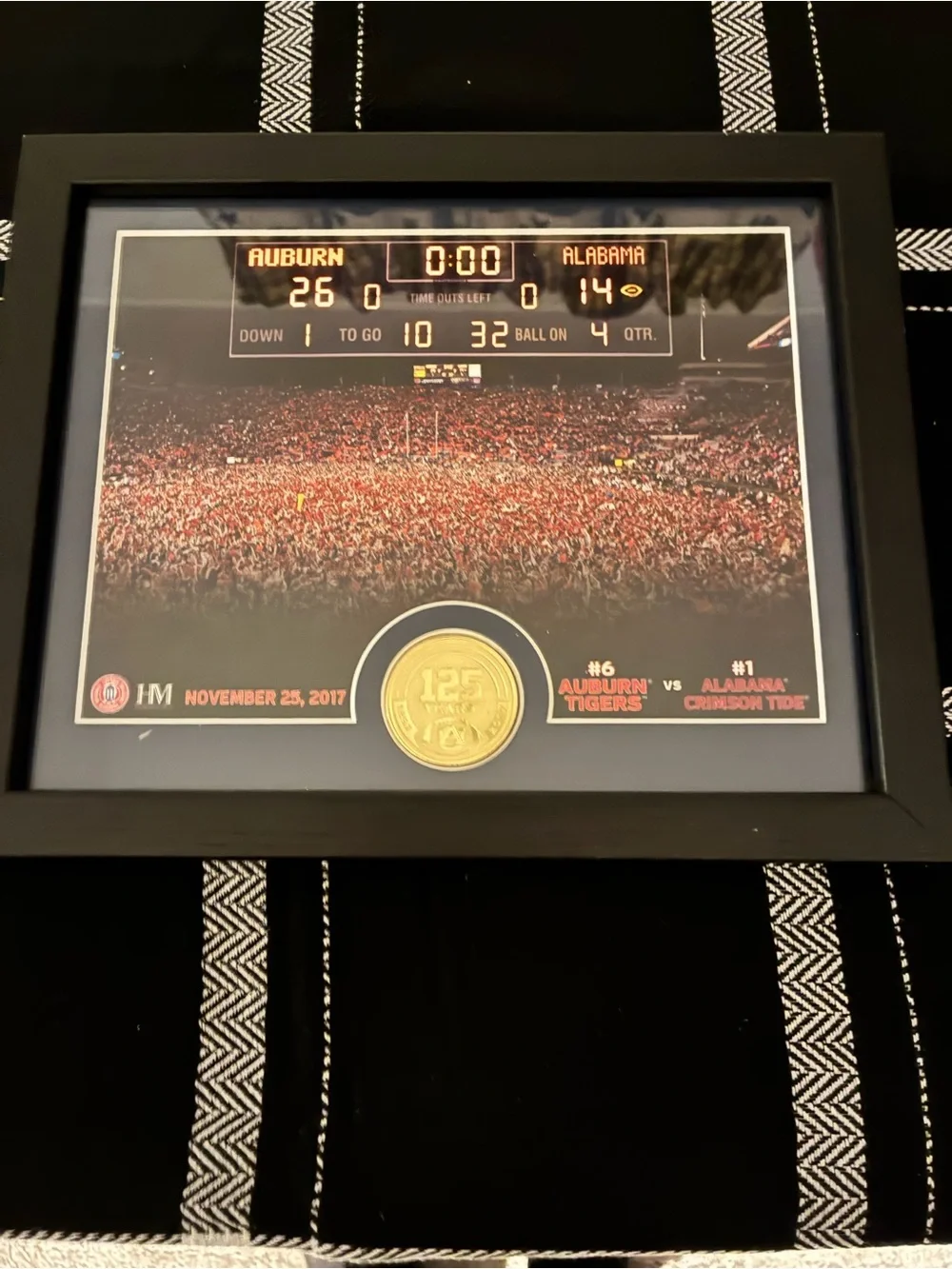 Auburn vs Alabama Framed Commemorative Print in Black